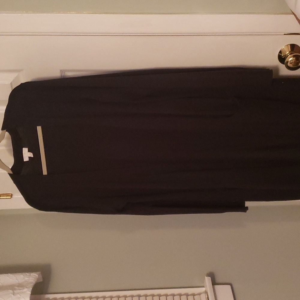 long open front black sweater